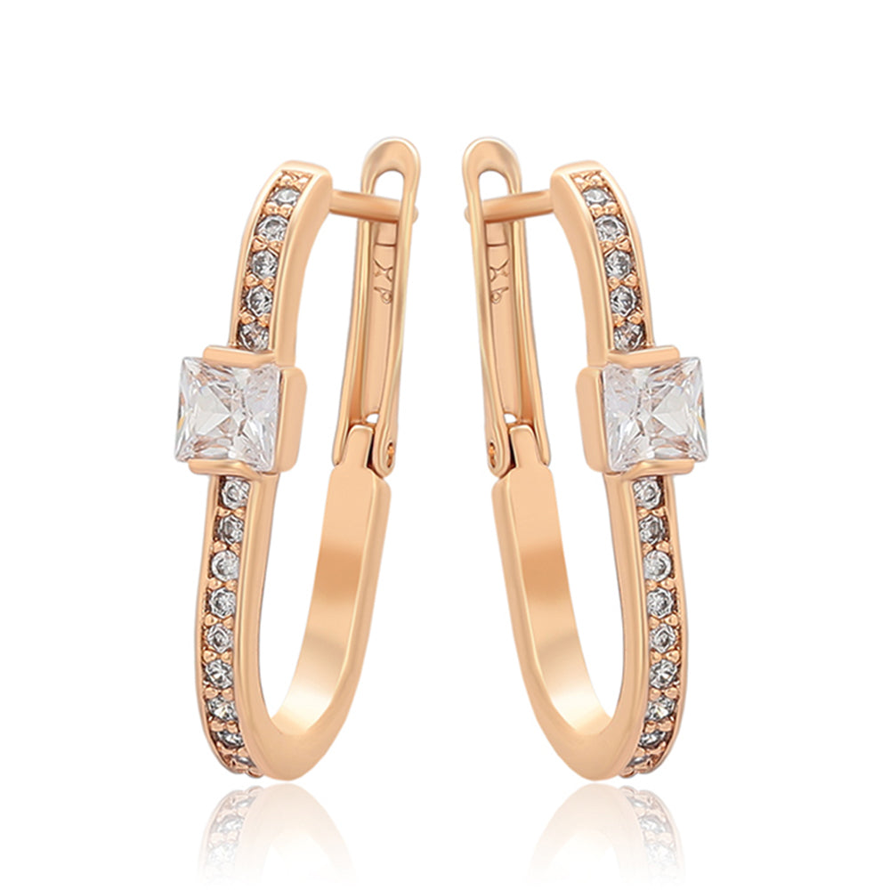 Cercei din Aliaj Placat cu Aur cu Cristal Alb Emporia® 1 