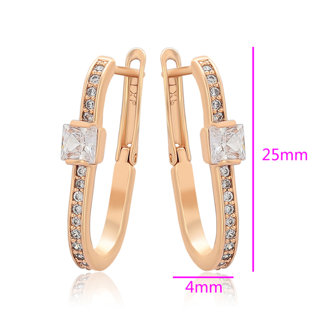 Cercei din Aliaj Placat cu Aur cu Cristal Alb Emporia® 2 