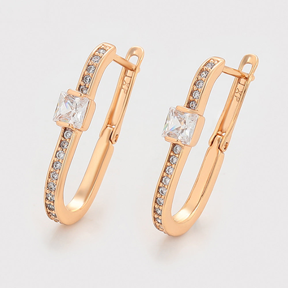 Cercei din Aliaj Placat cu Aur cu Cristal Alb Emporia® 3 