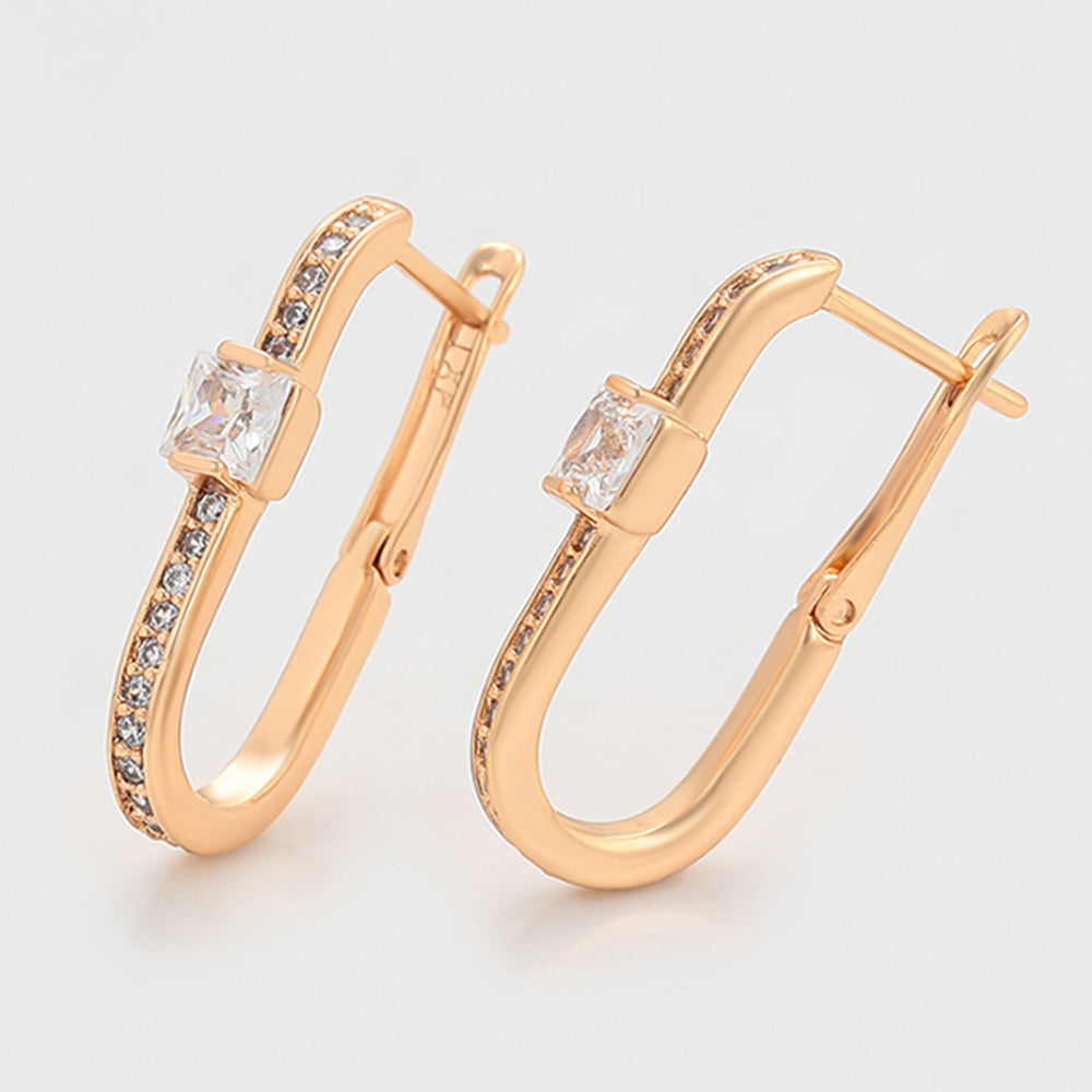 Cercei din Aliaj Placat cu Aur cu Cristal Alb Emporia® 6 