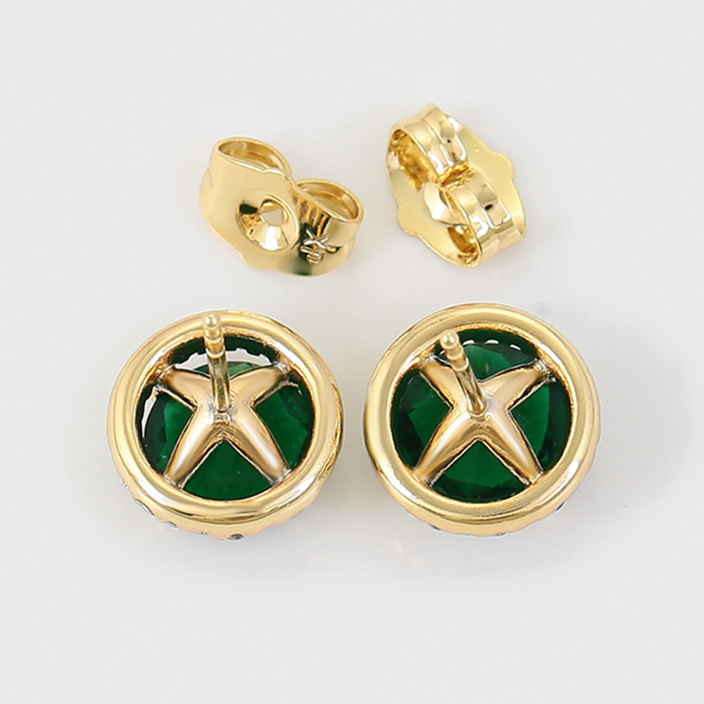 Cercei din Aliaj Placat cu Aur cu Cristal Verde Emporia® și Cristal Alb Emporia® 6 