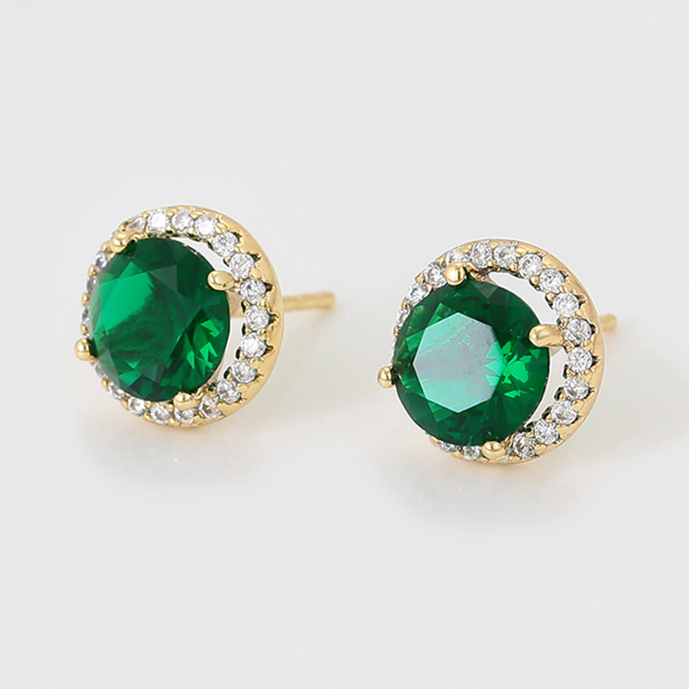 Cercei din Aliaj Placat cu Aur cu Cristal Verde Emporia® și Cristal Alb Emporia® 7 