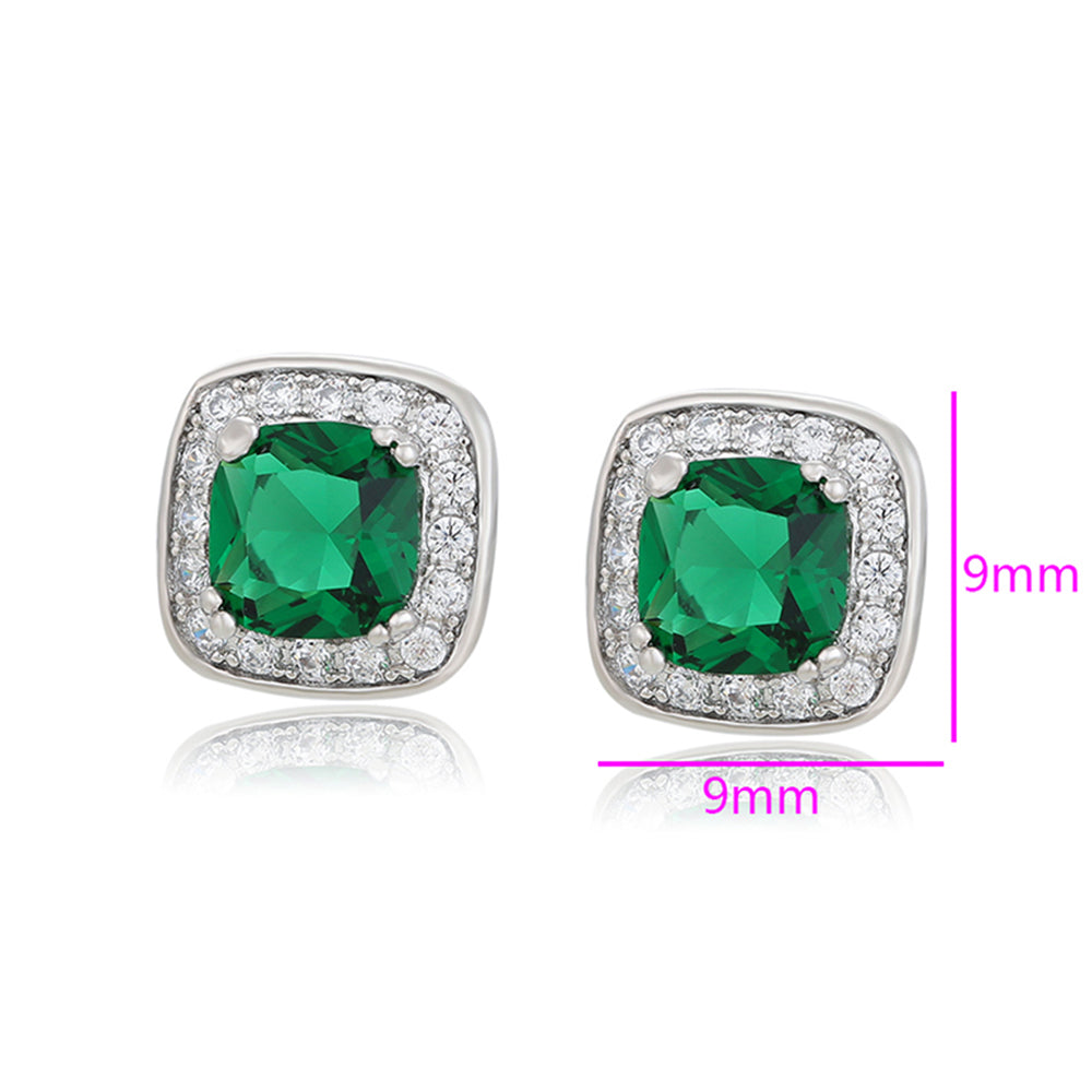 Cercei din Aliaj Placat cu Aur cu Cristal Verde Emporia® și Cristal Alb Emporia® 2 