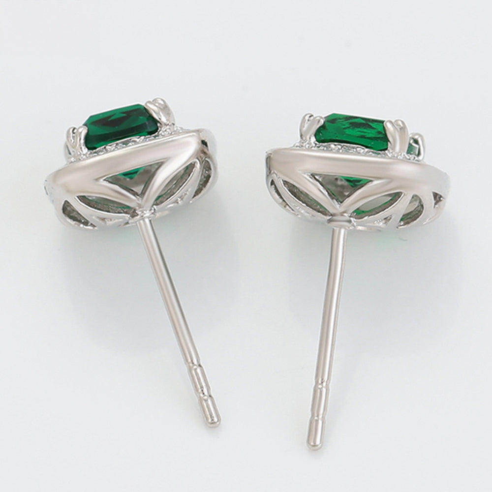 Cercei din Aliaj Placat cu Aur cu Cristal Verde Emporia® și Cristal Alb Emporia®