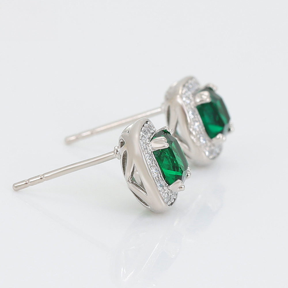 Cercei din Aliaj Placat cu Aur cu Cristal Verde Emporia® și Cristal Alb Emporia®