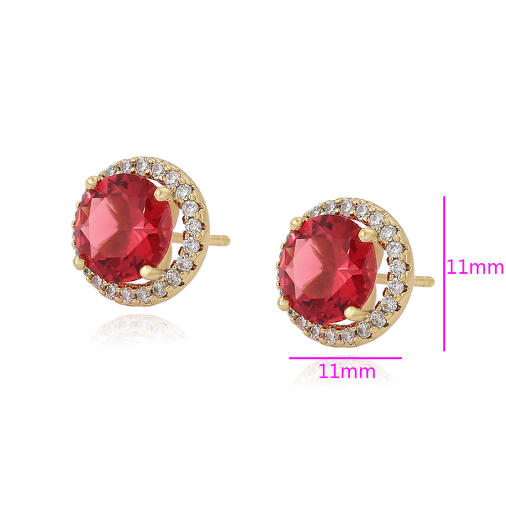 Cercei din Aliaj Placat cu Aur cu Cristal Roșu Emporia® și Cristal Alb Emporia®