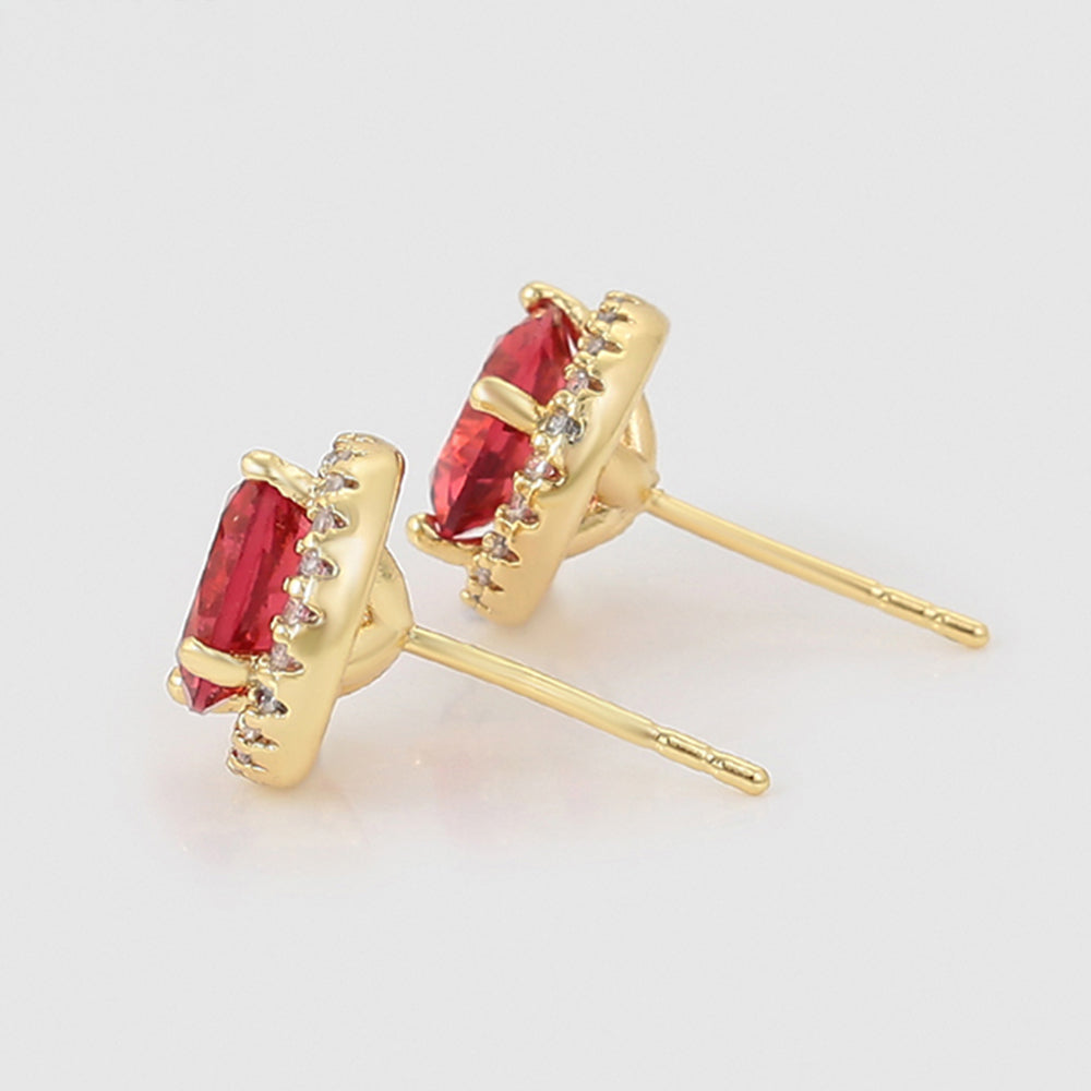 Cercei din Aliaj Placat cu Aur cu Cristal Roșu Emporia® și Cristal Alb Emporia®