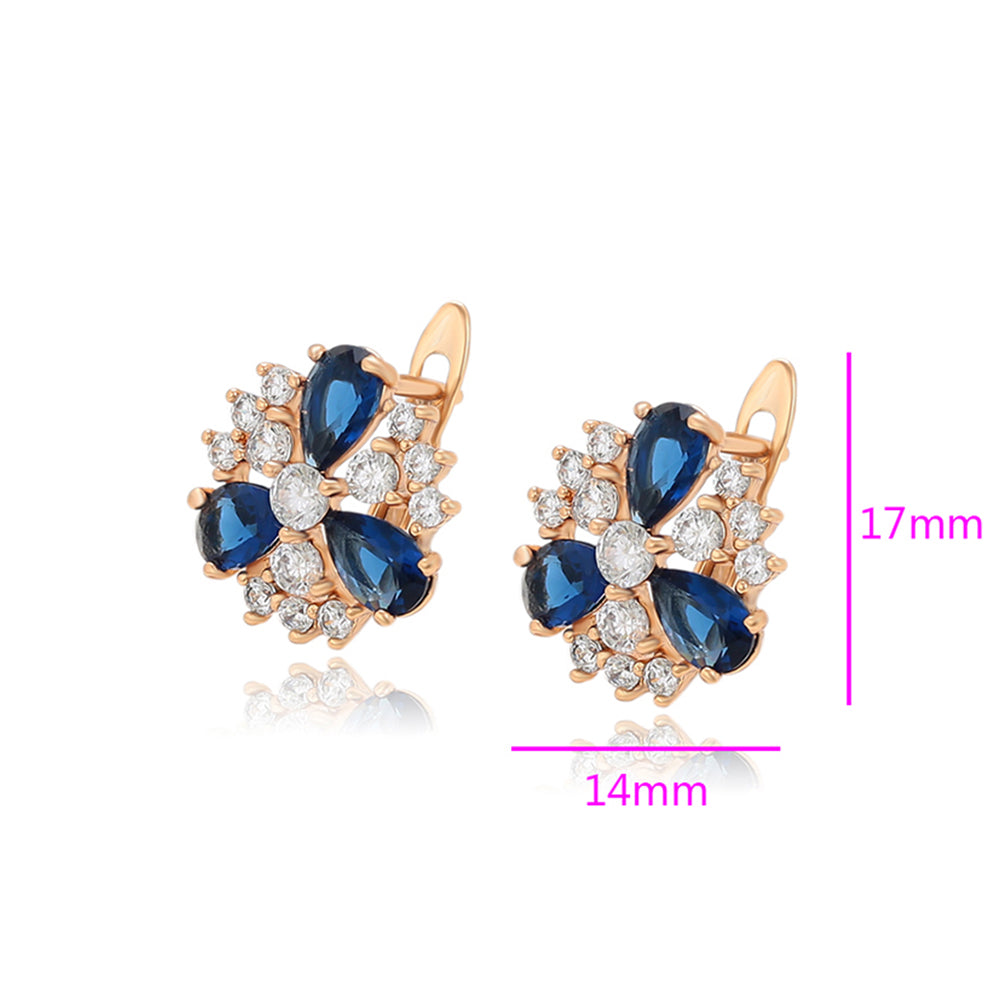 Cercei din Aliaj Placat cu Aur cu Cristal Albastru Emporia® și Cristal Alb Emporia®
