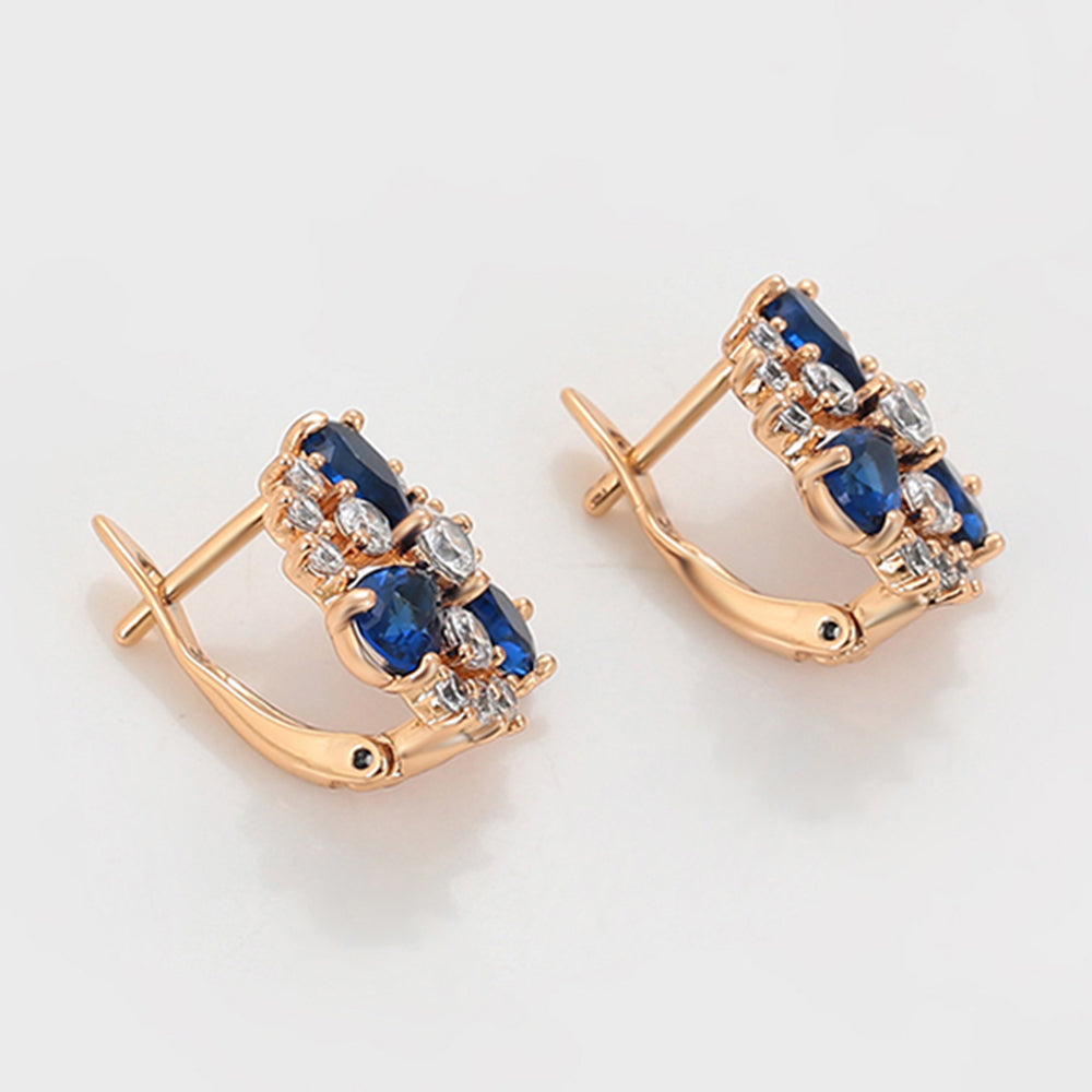 Cercei din Aliaj Placat cu Aur cu Cristal Albastru Emporia® și Cristal Alb Emporia® 6 