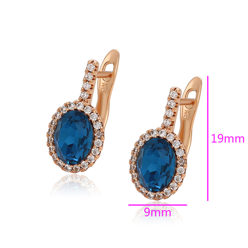 Cercei din Aliaj Placat cu Aur cu Cristal Albastru Emporia® și Cristal Alb Emporia®