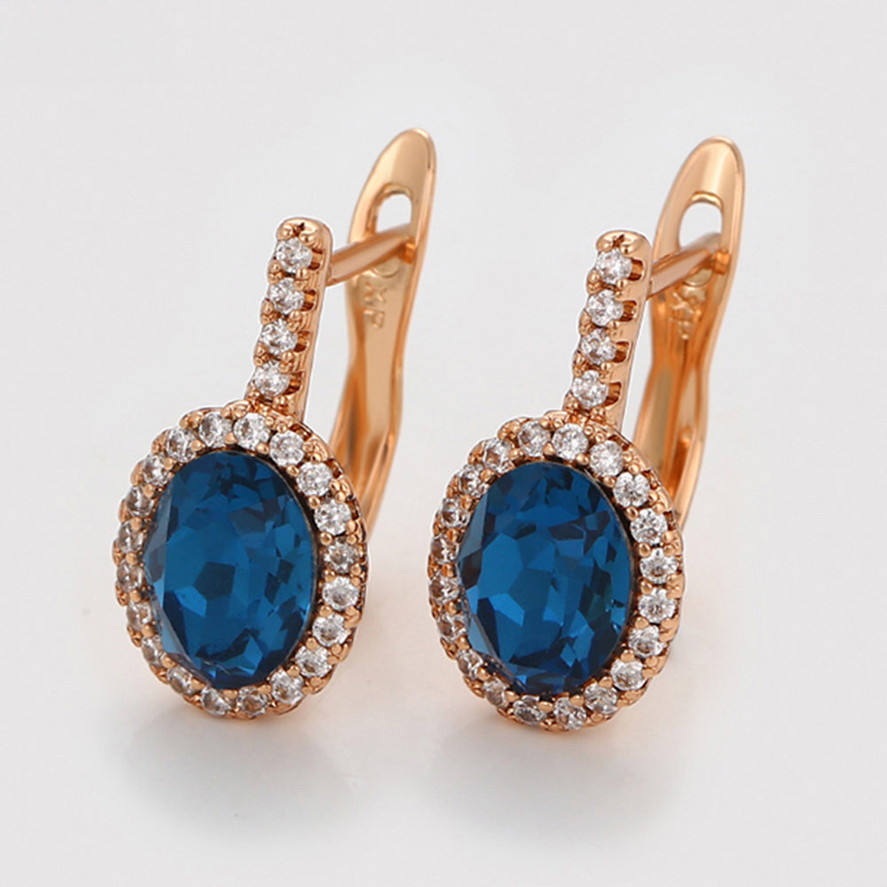 Cercei din Aliaj Placat cu Aur cu Cristal Albastru Emporia® și Cristal Alb Emporia® 4 