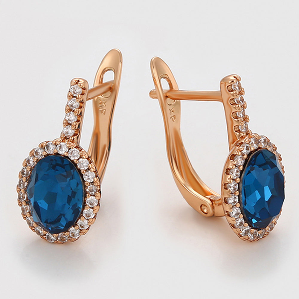 Cercei din Aliaj Placat cu Aur cu Cristal Albastru Emporia® și Cristal Alb Emporia® 6 