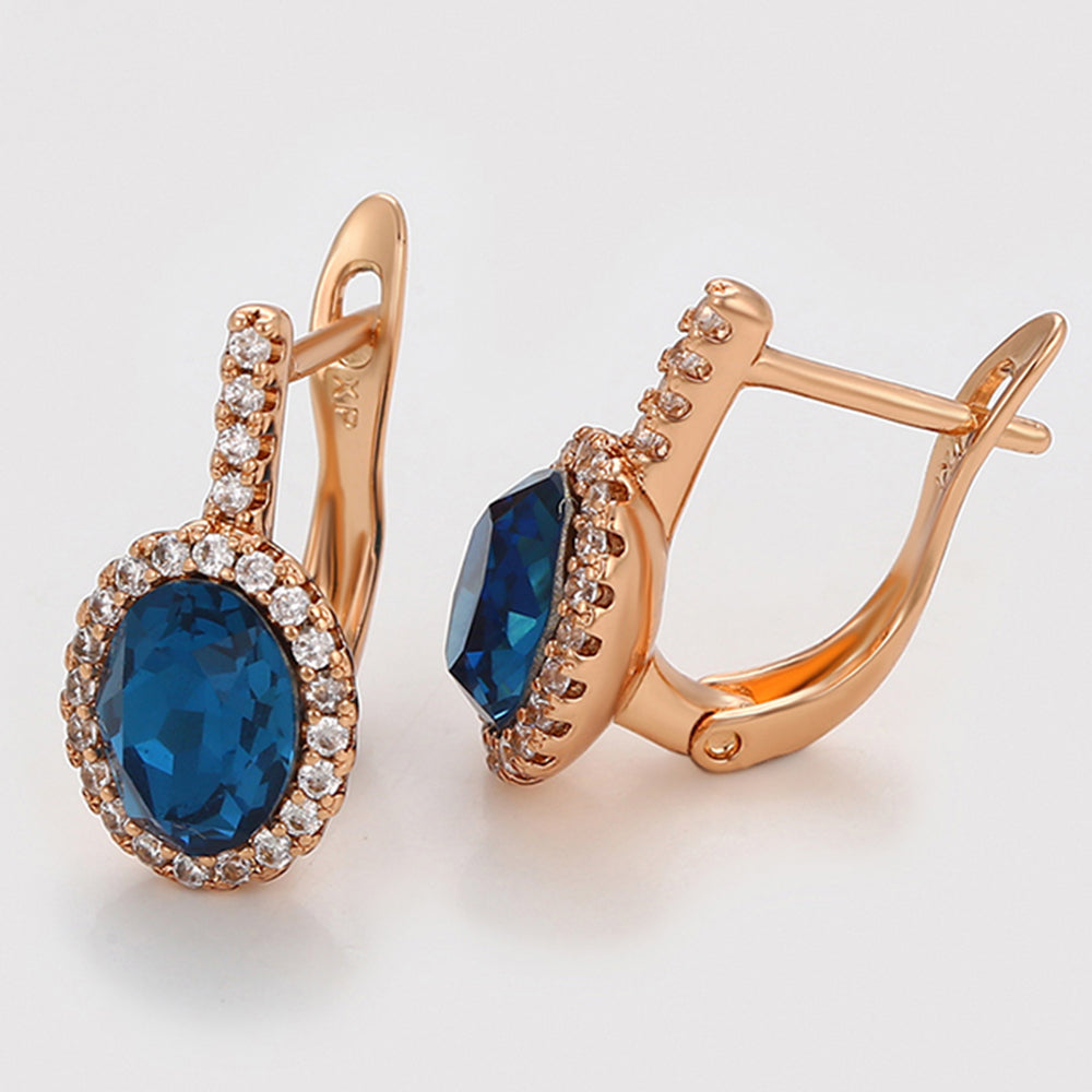 Cercei din Aliaj Placat cu Aur cu Cristal Albastru Emporia® și Cristal Alb Emporia®