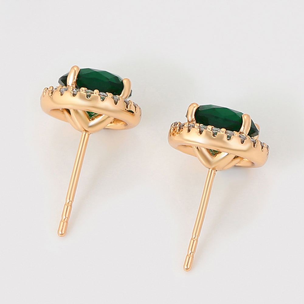 Cercei din Aliaj Placat cu Aur cu Cristal Verde Emporia® și Cristal Alb Emporia® 3 