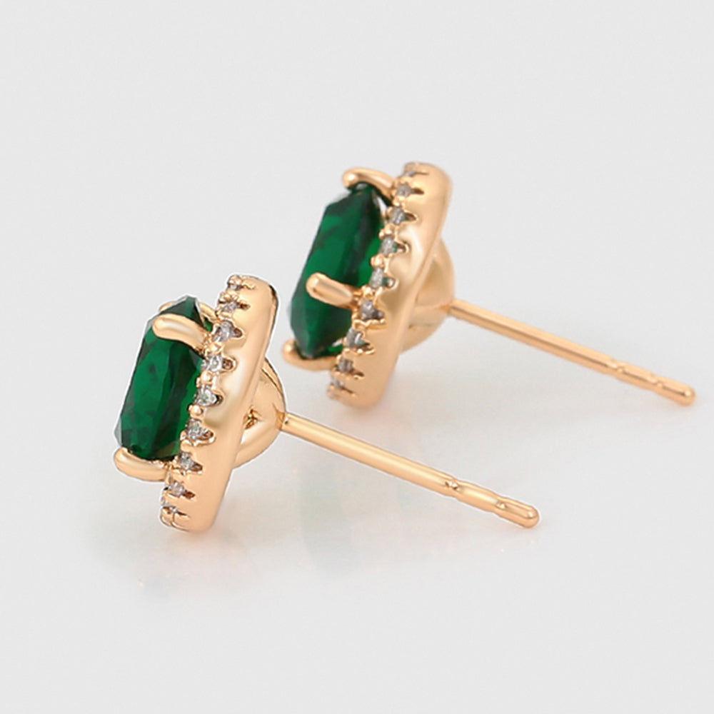 Cercei din Aliaj Placat cu Aur cu Cristal Verde Emporia® și Cristal Alb Emporia® 6 