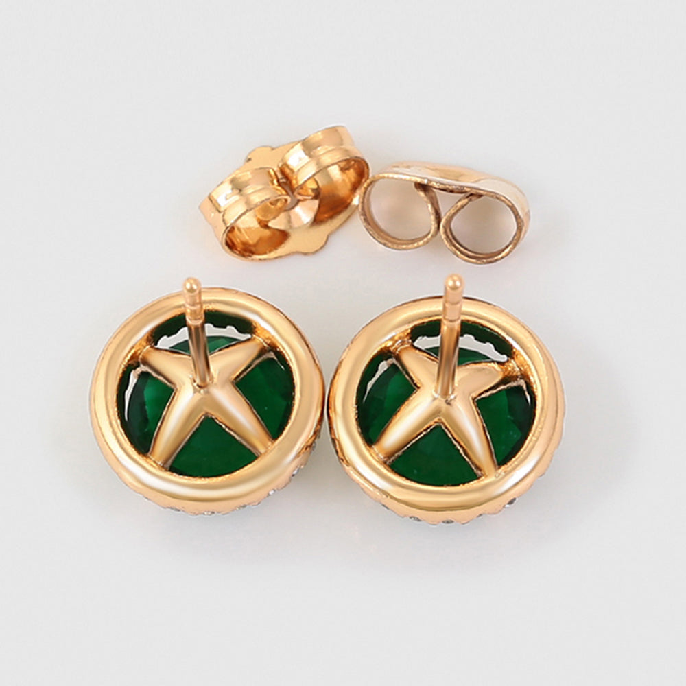 Cercei din Aliaj Placat cu Aur cu Cristal Verde Emporia® și Cristal Alb Emporia® 7 