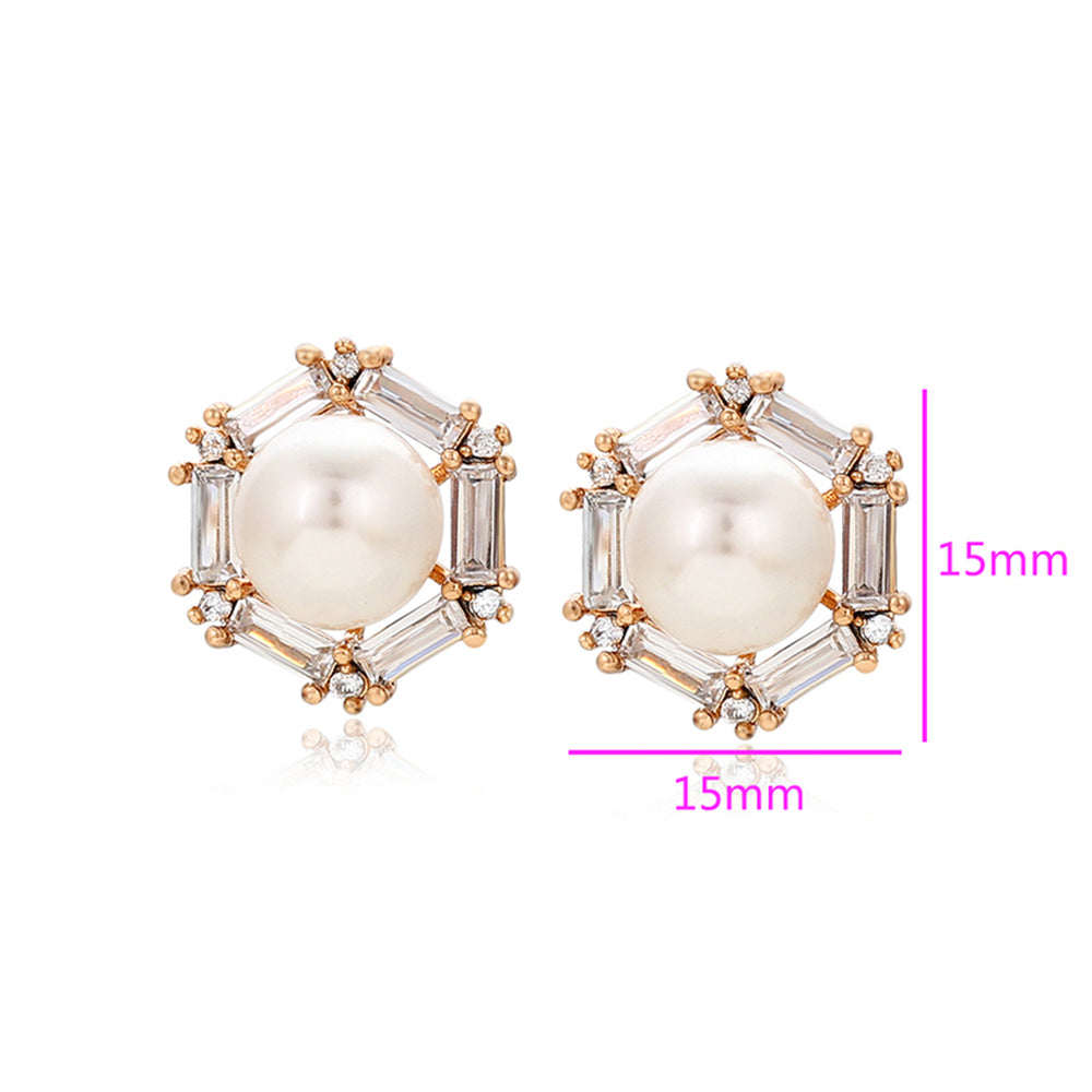 Cercei din Aliaj Placat cu Aur cu Perlă de cristal și Cristal Alb Emporia®
