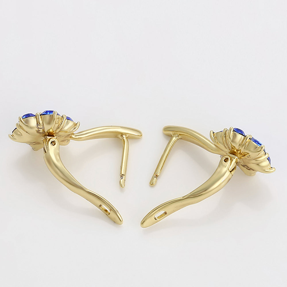 Cercei din Aliaj Placat cu Aur cu Cristal Albastru Emporia® 4 