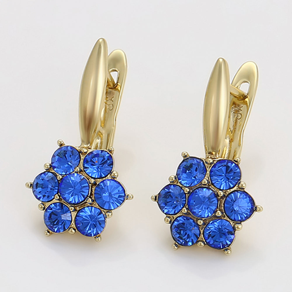 Cercei din Aliaj Placat cu Aur cu Cristal Albastru Emporia®