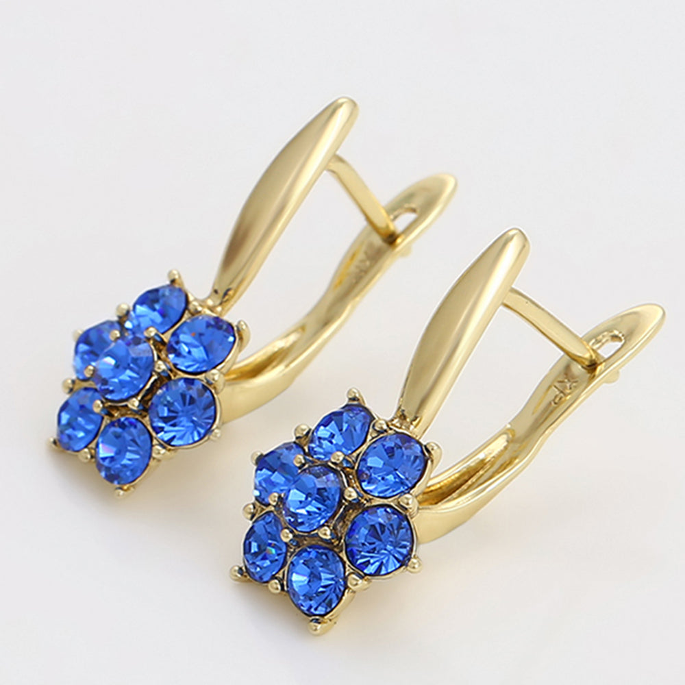 Cercei din Aliaj Placat cu Aur cu Cristal Albastru Emporia® 7 