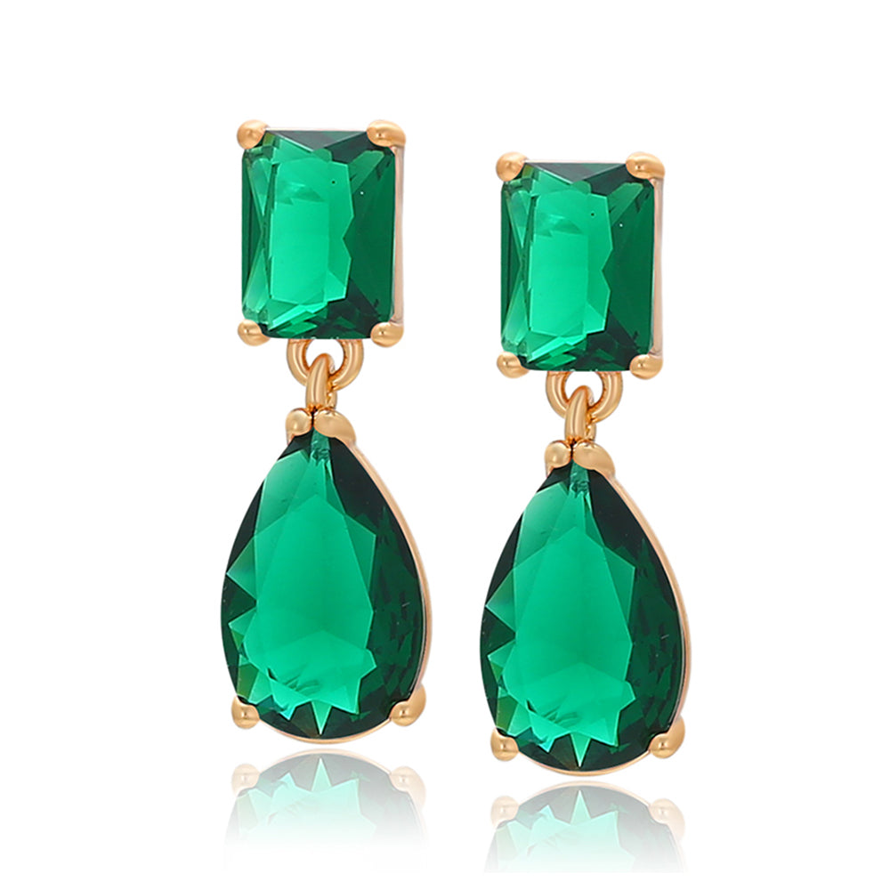 Cercei din Aliaj Placat cu Aur cu Cristal Verde Emporia® 1 