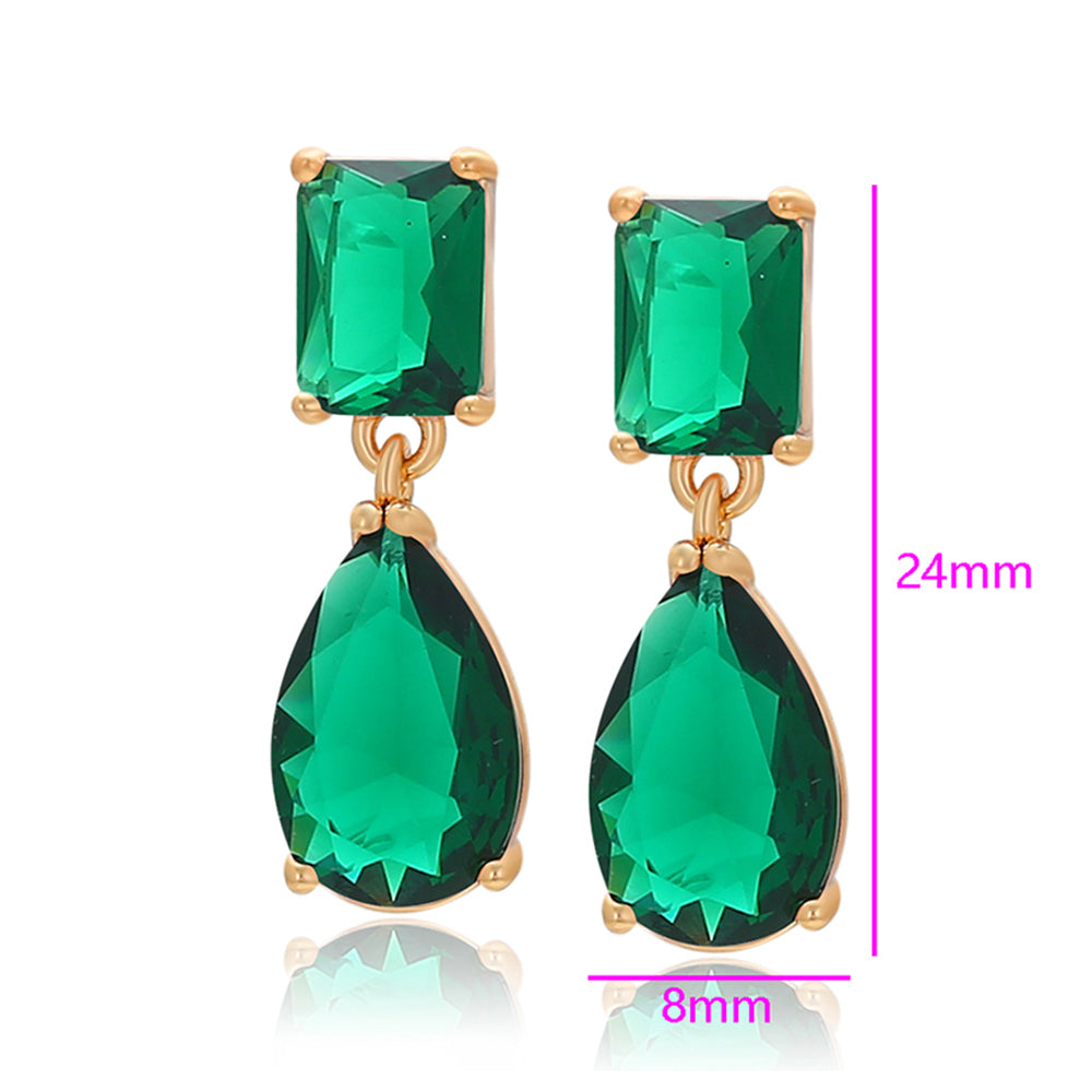 Cercei din Aliaj Placat cu Aur cu Cristal Verde Emporia®