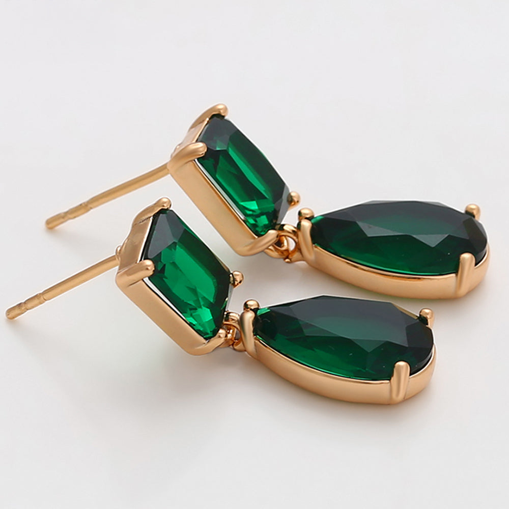 Cercei din Aliaj Placat cu Aur cu Cristal Verde Emporia® 4 