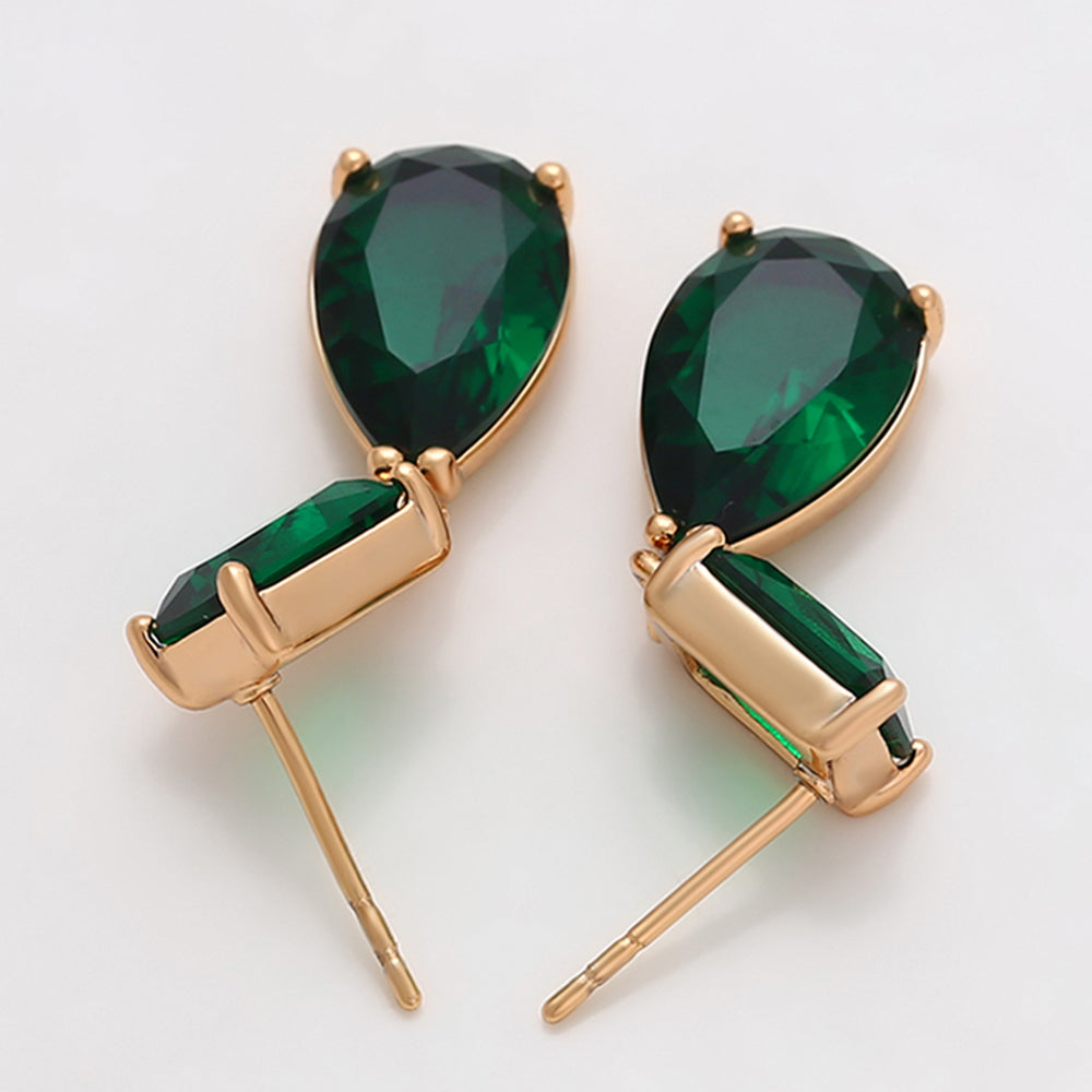 Cercei din Aliaj Placat cu Aur cu Cristal Verde Emporia®