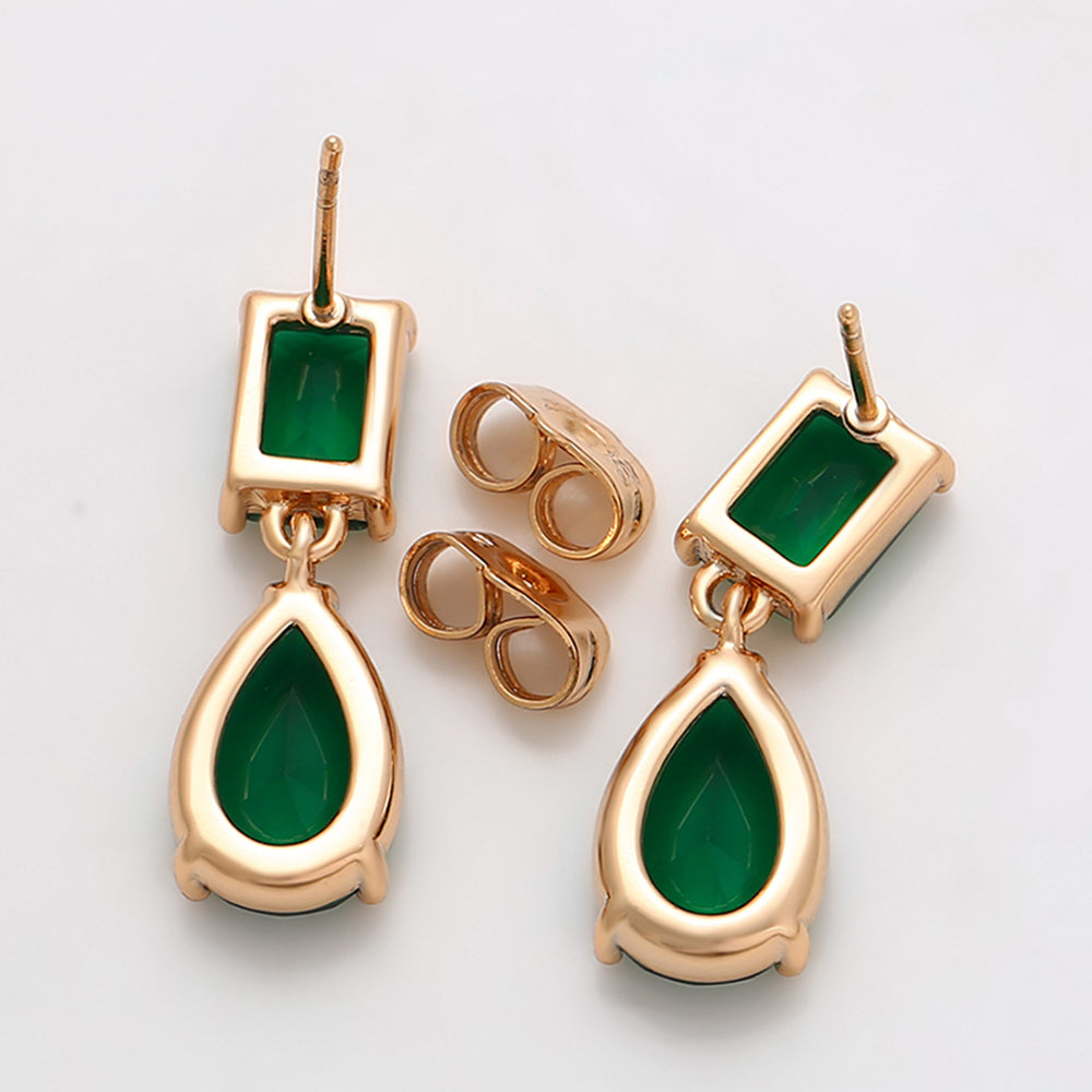 Cercei din Aliaj Placat cu Aur cu Cristal Verde Emporia® 7 