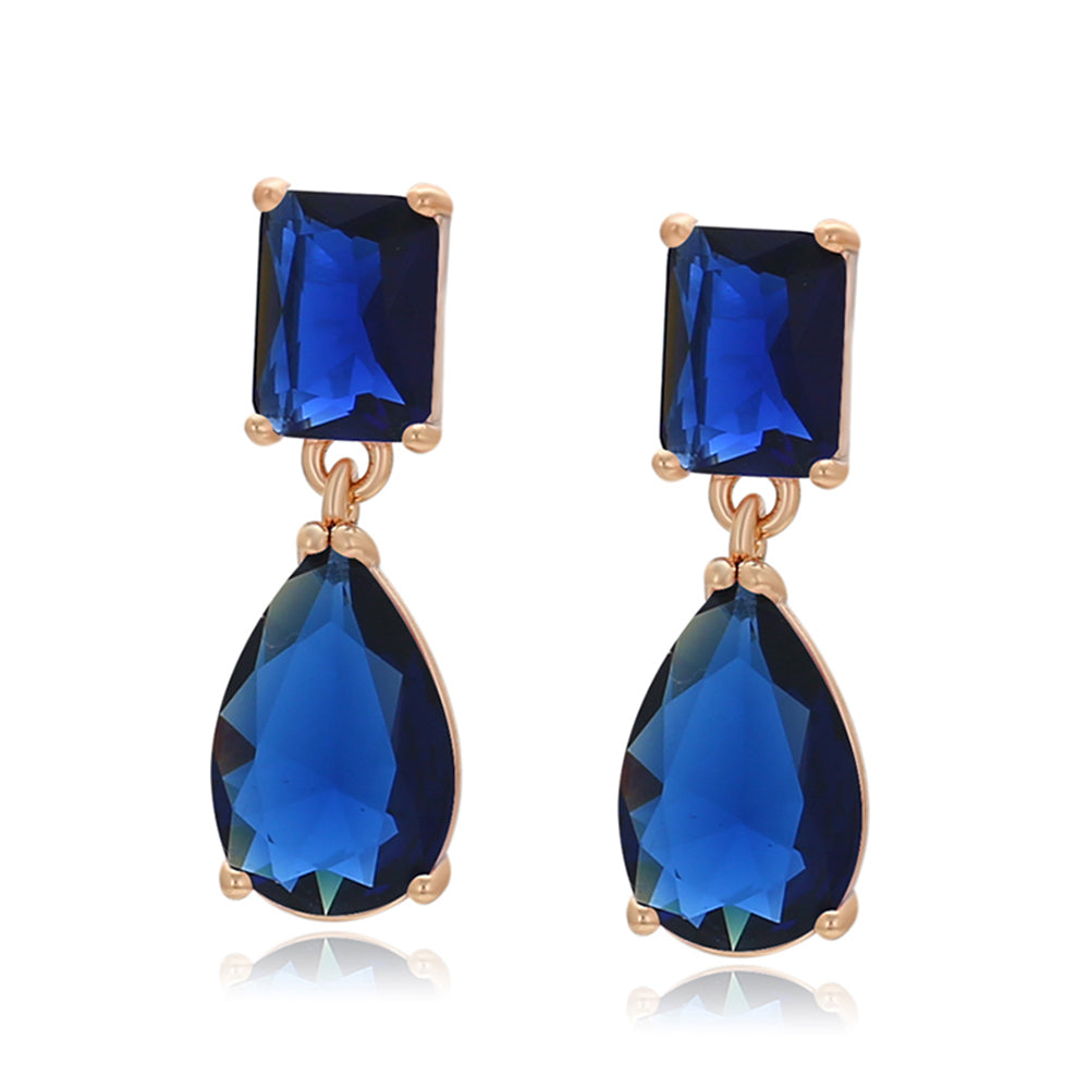 Cercei din Aliaj Placat cu Aur cu Cristal Albastru Emporia®