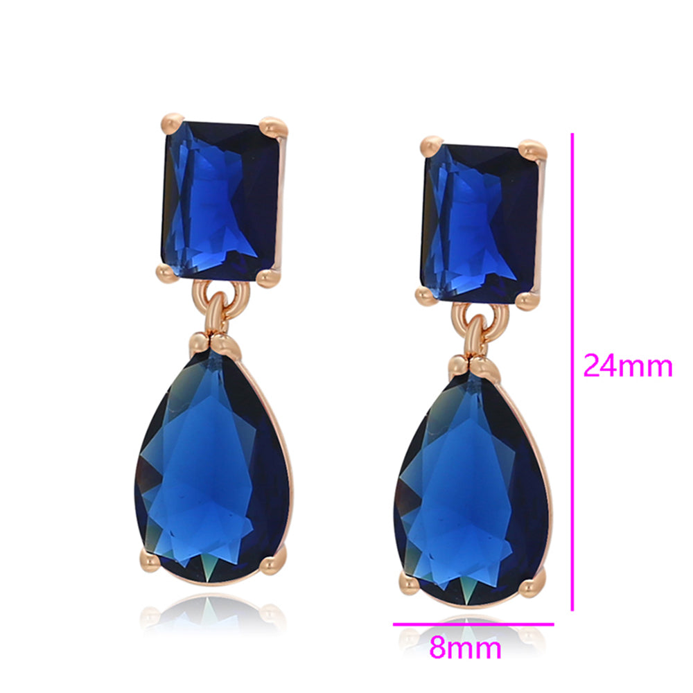 Cercei din Aliaj Placat cu Aur cu Cristal Albastru Emporia® 2 