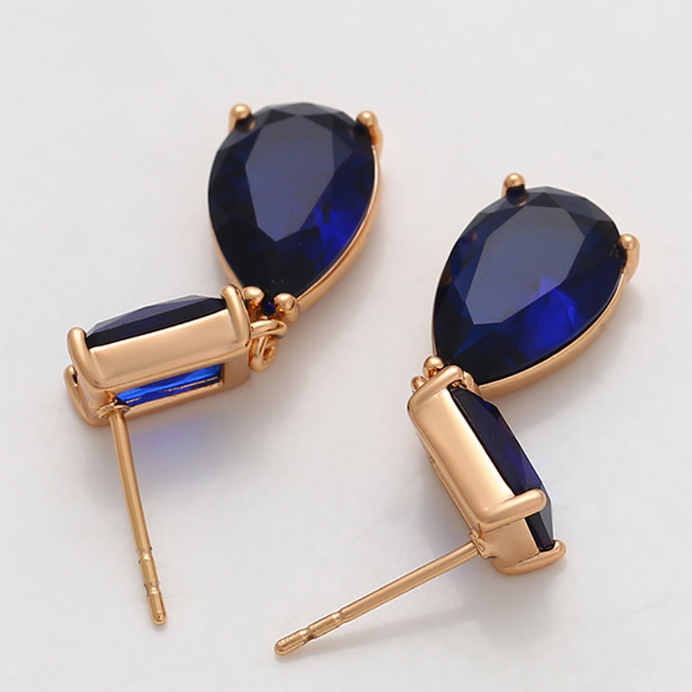 Cercei din Aliaj Placat cu Aur cu Cristal Albastru Emporia®