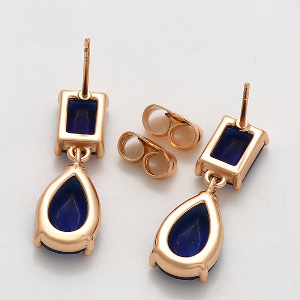 Cercei din Aliaj Placat cu Aur cu Cristal Albastru Emporia® 4 