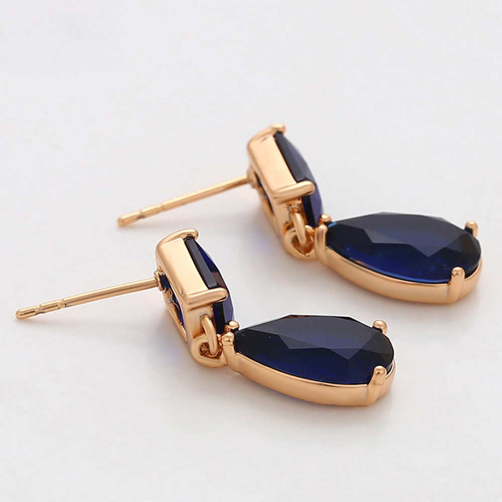 Cercei din Aliaj Placat cu Aur cu Cristal Albastru Emporia® 5 