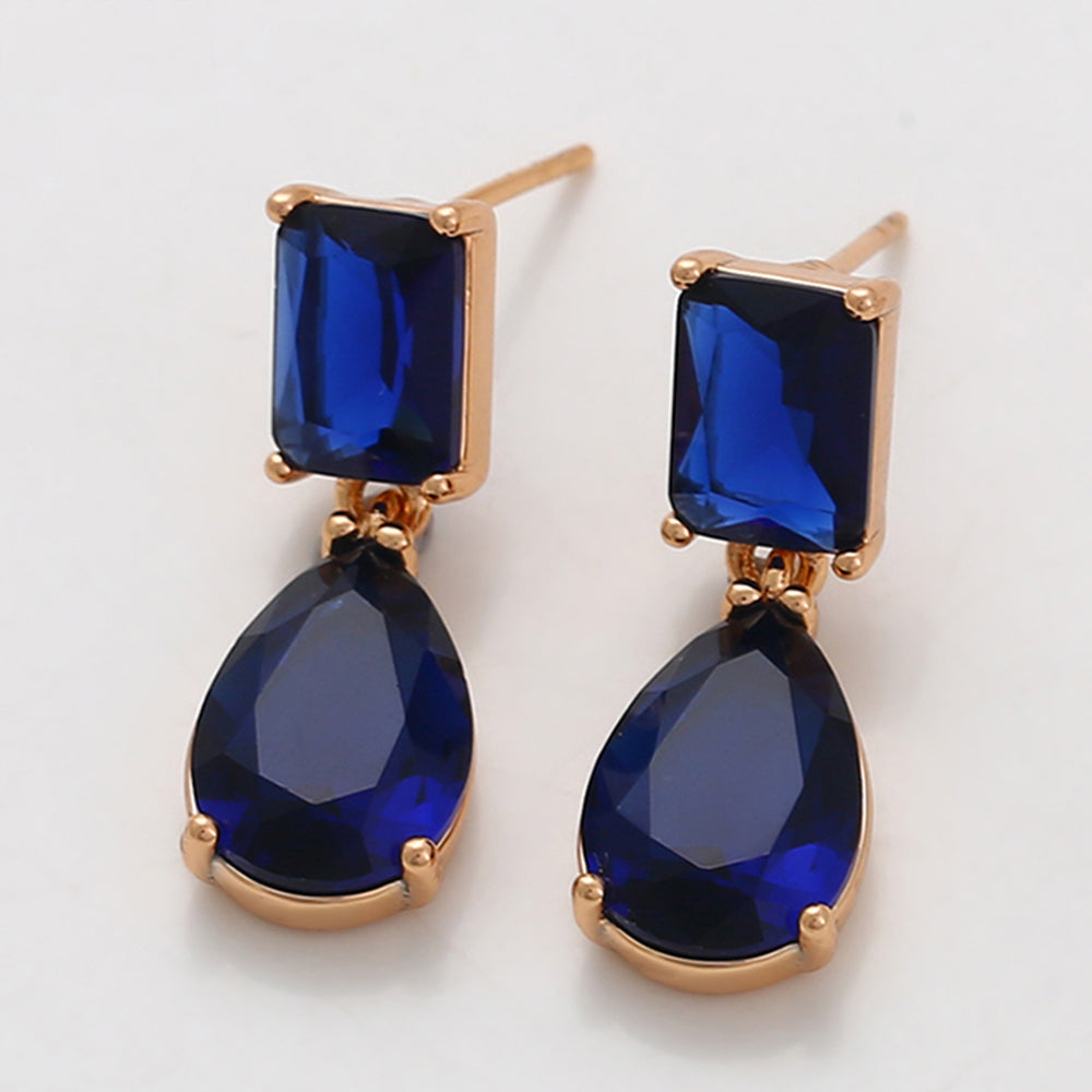 Cercei din Aliaj Placat cu Aur cu Cristal Albastru Emporia®