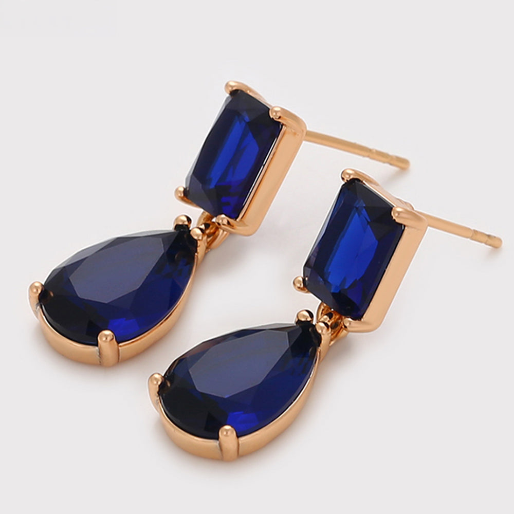 Cercei din Aliaj Placat cu Aur cu Cristal Albastru Emporia® 7 