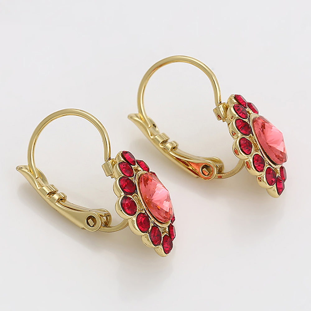 Cercei din Aliaj Placat cu Aur cu Cristal Roșu Emporia®