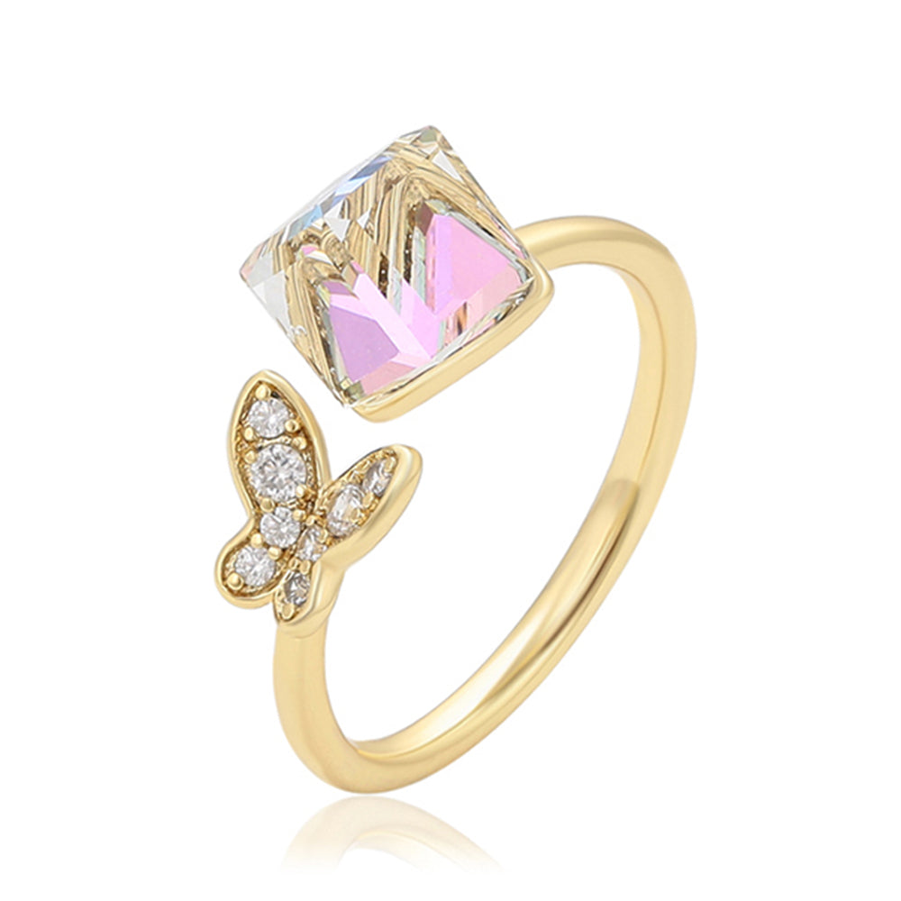 Inel din Aliaj Placat cu Aur cu Cristal Alb Emporia® 1 