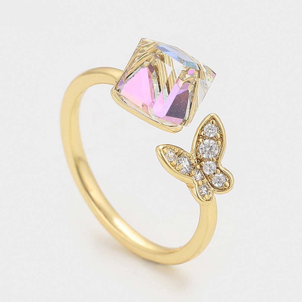 Inel din Aliaj Placat cu Aur cu Cristal Alb Emporia®