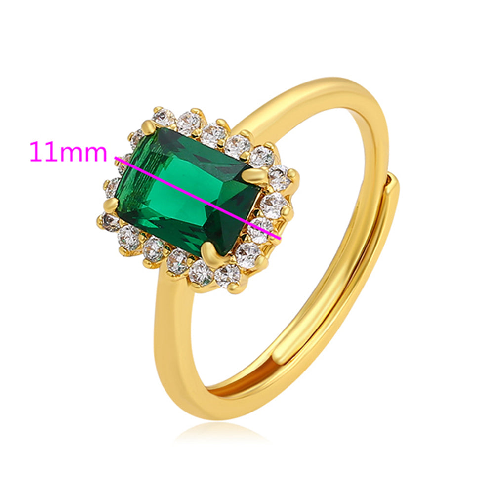 Inel din Aliaj Placat cu Aur cu Cristal Verde Emporia® și Cristal Alb Emporia®