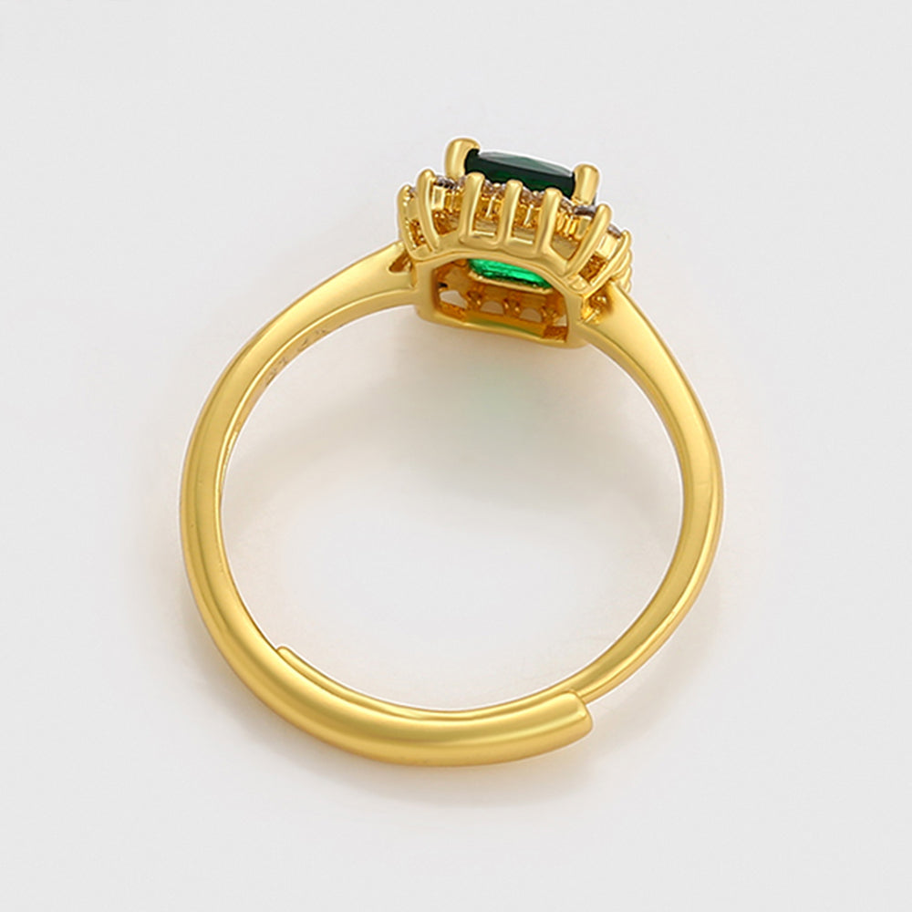 Inel din Aliaj Placat cu Aur cu Cristal Verde Emporia® și Cristal Alb Emporia®