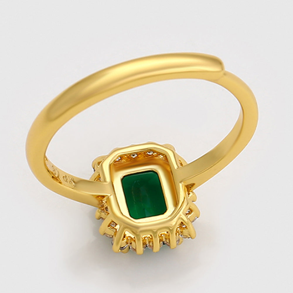 Inel din Aliaj Placat cu Aur cu Cristal Verde Emporia® și Cristal Alb Emporia® 6 