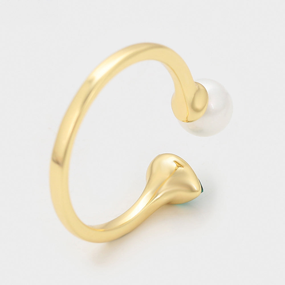 Inel din Aliaj Placat cu Aur cu Perlă de cristal și Cristal Verde Emporia® 3 