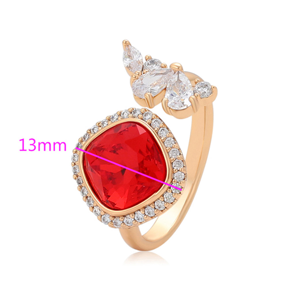 Inel din Aliaj Placat cu Aur cu Cristal Roșu Emporia® și Cristal Alb Emporia® 2 