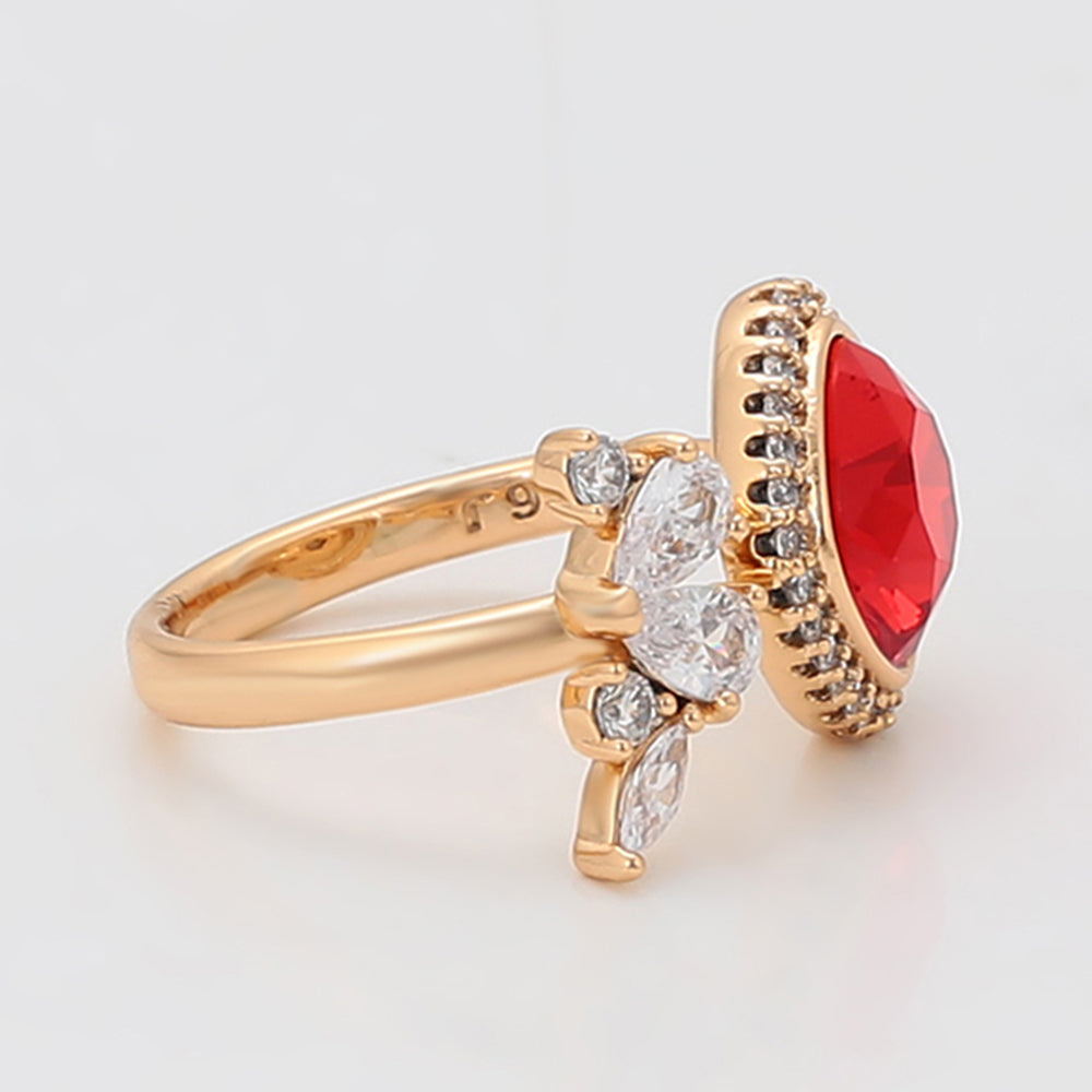 Inel din Aliaj Placat cu Aur cu Cristal Roșu Emporia® și Cristal Alb Emporia®