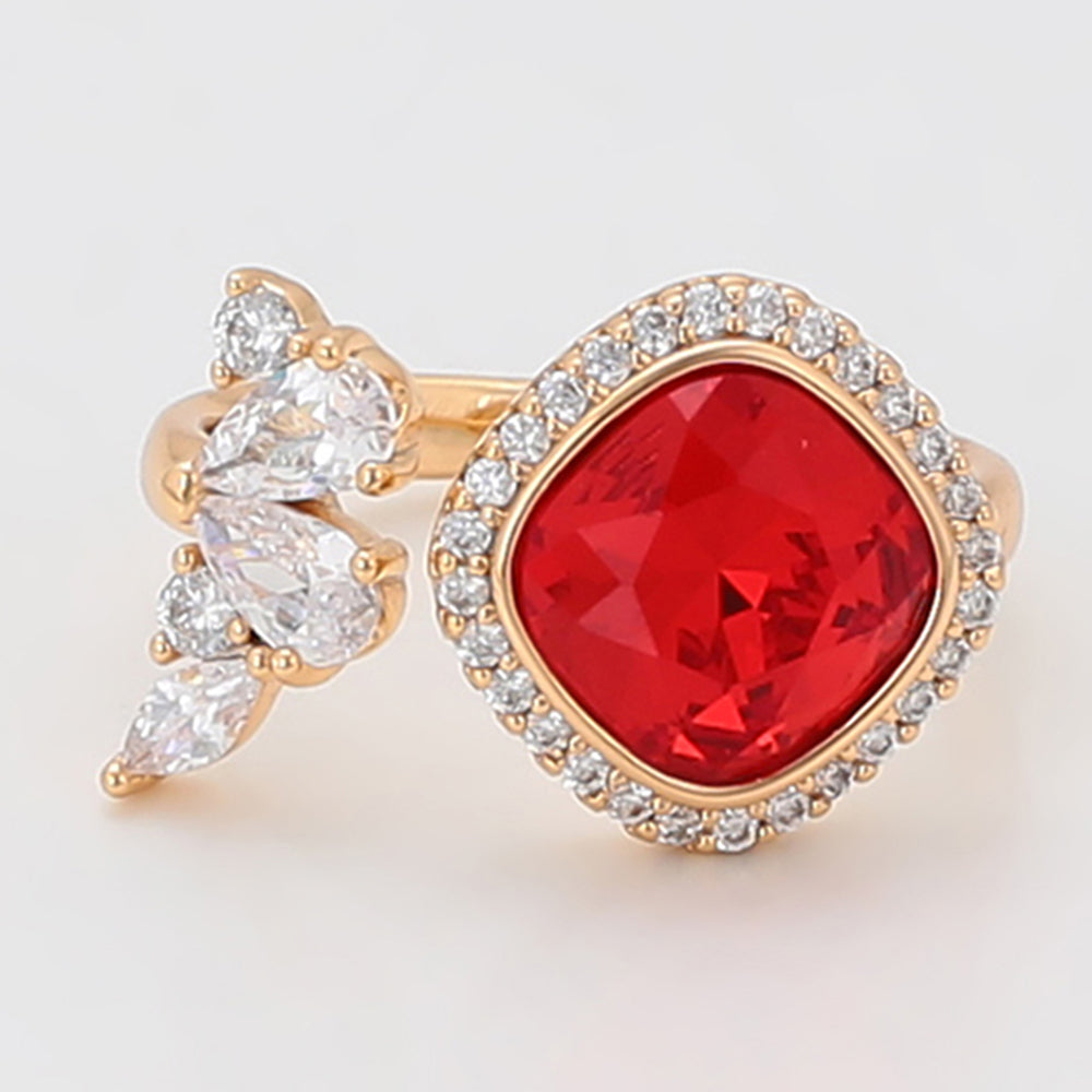 Inel din Aliaj Placat cu Aur cu Cristal Roșu Emporia® și Cristal Alb Emporia® 5 