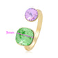 Inel din Aliaj Placat cu Aur cu Cristal Verde Emporia® și Cristal Violet Emporia®