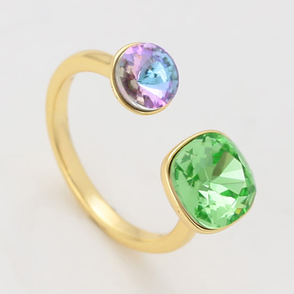 Inel din Aliaj Placat cu Aur cu Cristal Verde Emporia® și Cristal Violet Emporia®