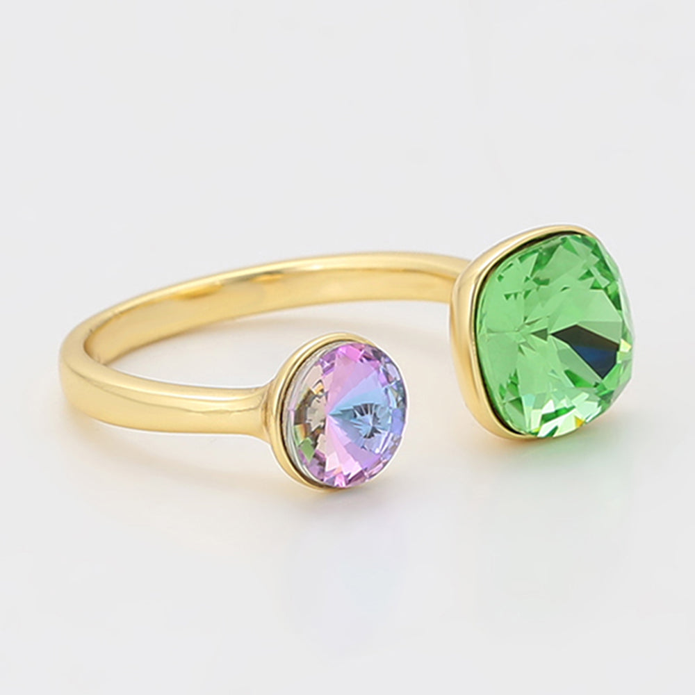 Inel din Aliaj Placat cu Aur cu Cristal Verde Emporia® și Cristal Violet Emporia®
