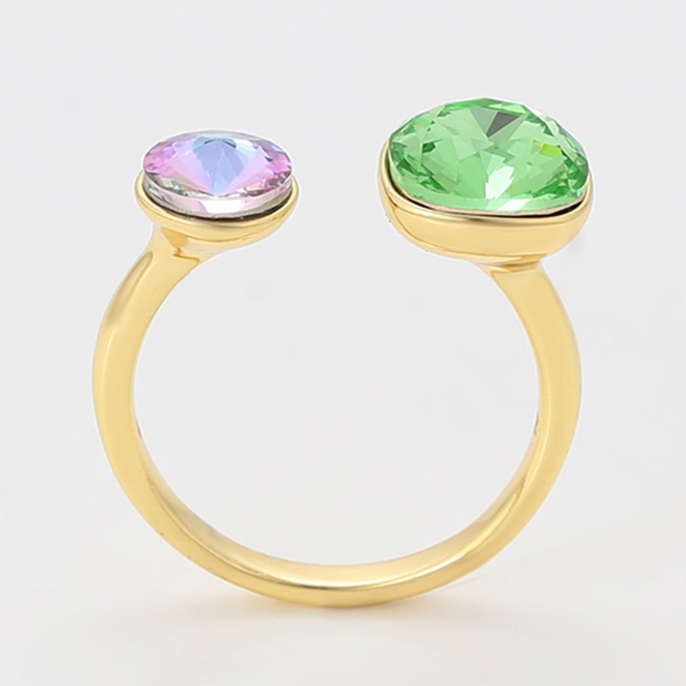 Inel din Aliaj Placat cu Aur cu Cristal Verde Emporia® și Cristal Violet Emporia®